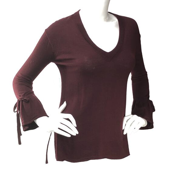 J Crew Womens Size XXS Sweater Merino Wool Bell Sleeve High Low Hem V Neck - Picture 10 of 16